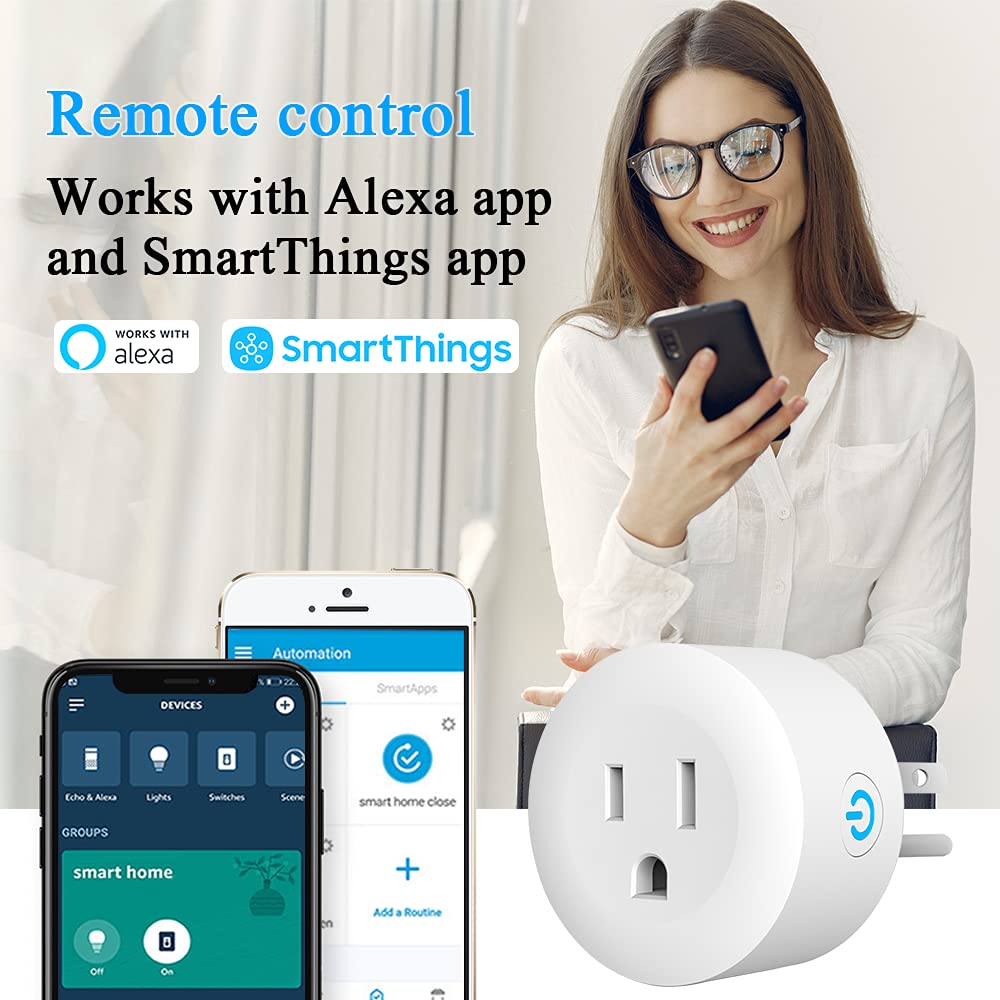 DOGAIN Zigbee Smart Plug 2 Pack - Works with Alexa, Google Assistant, SmartThings & Echo Plus Hub - Voice Control, Remote Access, Energy Monitoring - Perfect for Home Automation & Smart Lighting