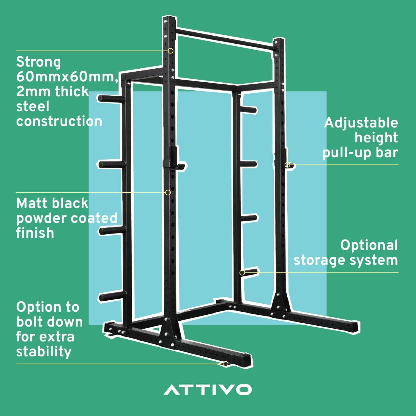 HR2300 Half Power Rack with Weight Bench - Heavy Duty Garage Gym Equipment for Strength Training & Home Workouts | Perfect for CrossFit, Powerlifting & Bodybuilding