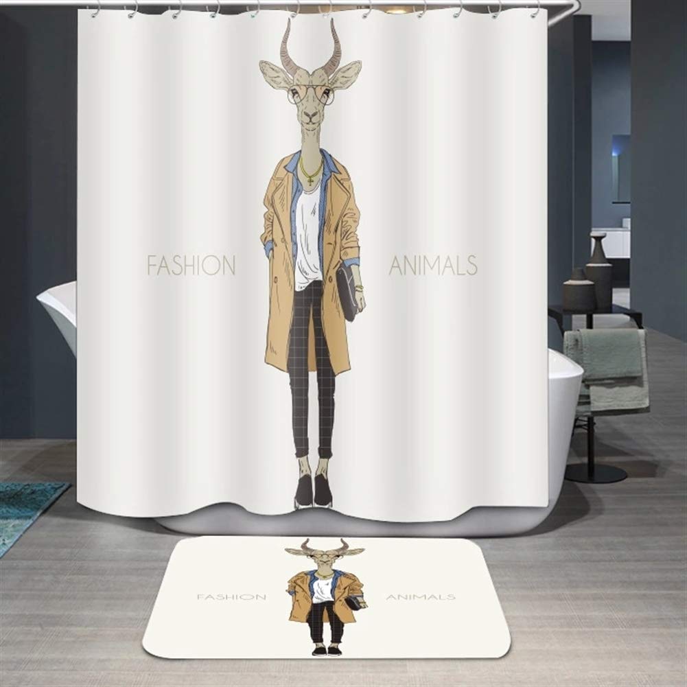 Waterproof Shower Curtain with Hooks - Elegant Bathroom Decor for Home & Hotel Use | Mold & Mildew Resistant Polyester Fabric