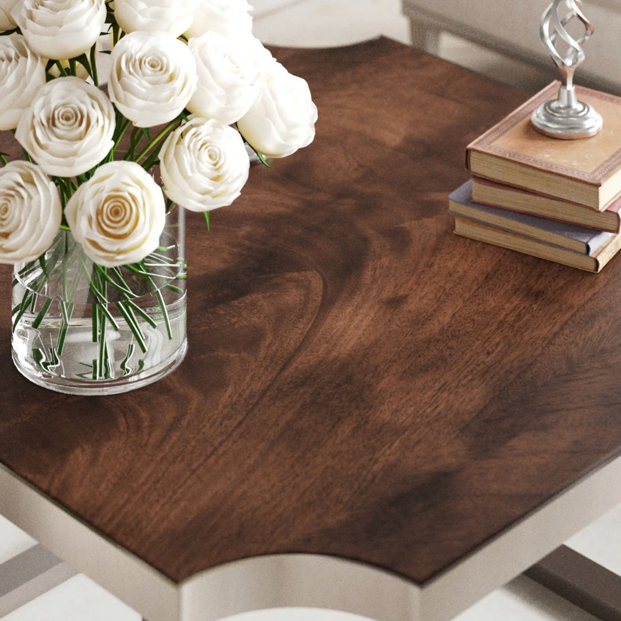 Roundhill Furniture Ruffin 40x40 Square Cocktail Coffee Table - Brown Wooden End Table for Living Room, Lounge & Office Decor