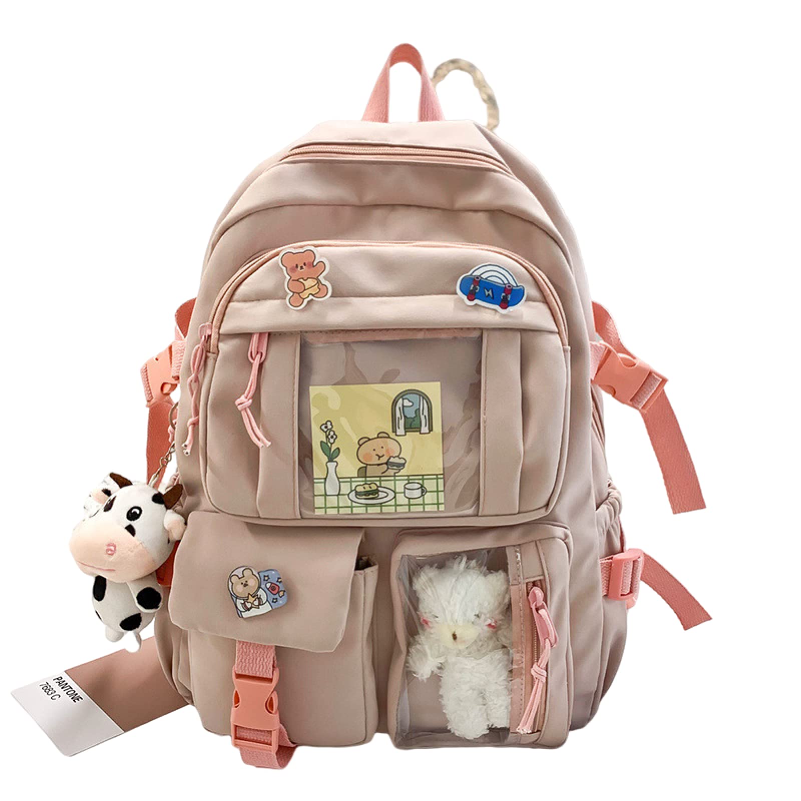 Kawaii Backpack for School - Cute Aesthetic Pink Backpack with Kawaii Pin & Accessories | Perfect for School, College, Anime Conventions & Daily Use