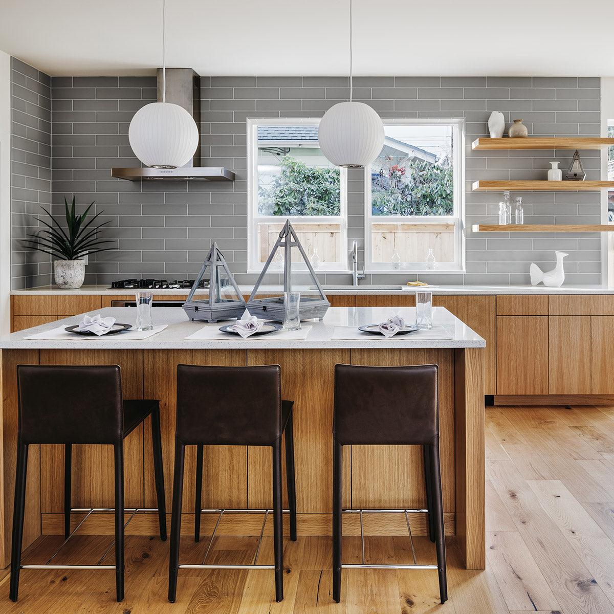 Premium Columbus Ash 75x300 Glossy Subway Tile - Ceramic Wall & Backsplash Tile for Kitchen, Bathroom, and Shower - Easy to Clean & Waterproof