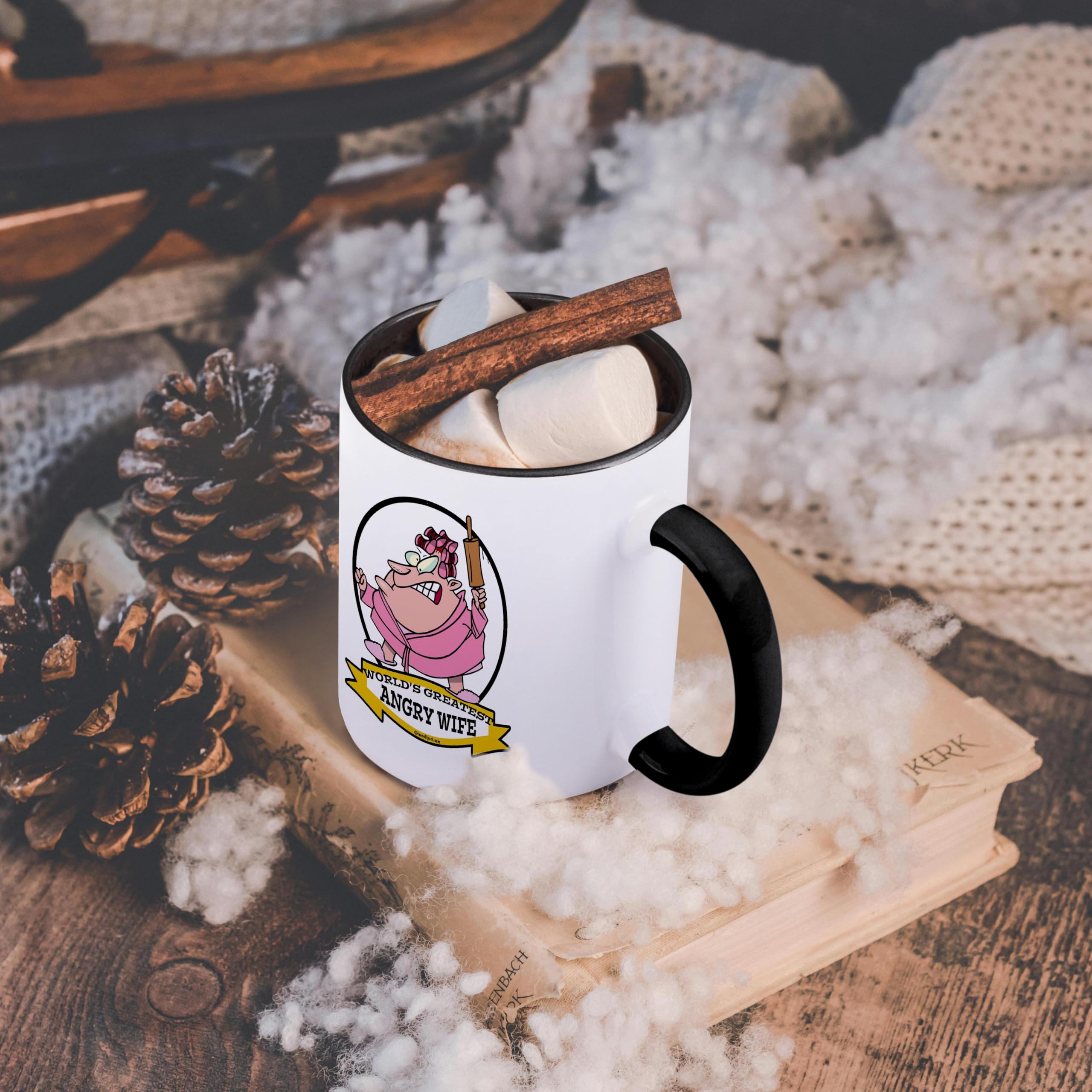 3dRose Funny Worlds Greatest Angry Wife Coffee Mug - 11oz Ceramic Cup with Marriage Humor Cartoon Design - Perfect Gift for Anniversaries, Weddings & Couples - Ideal for Home, Office or Gag Gifts