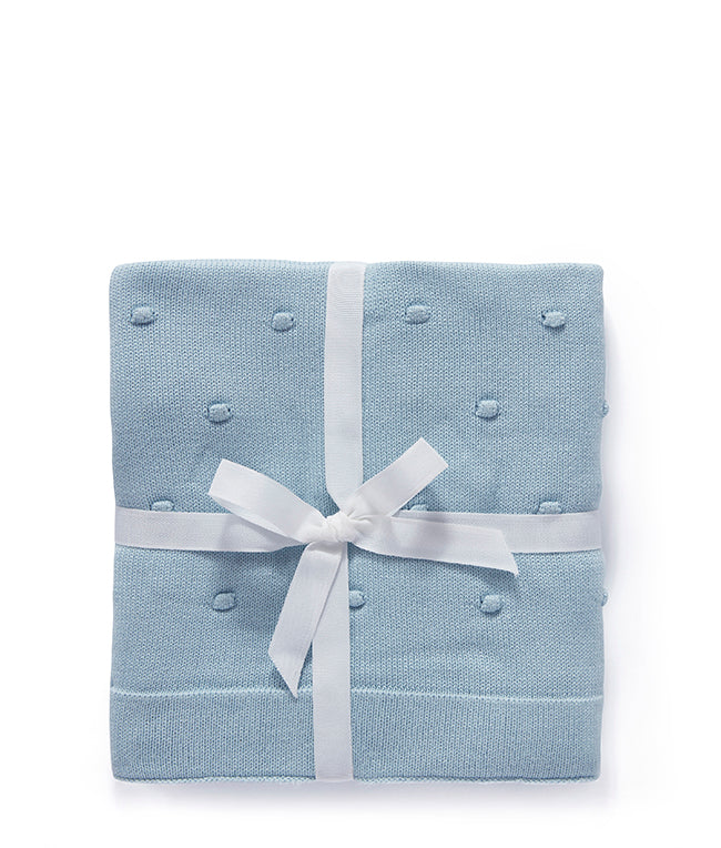 Personalized Baby Blanket - Soft Bobble Blue Knit Blanket for Newborns | Perfect for Nursery, Swaddling & Photo Props