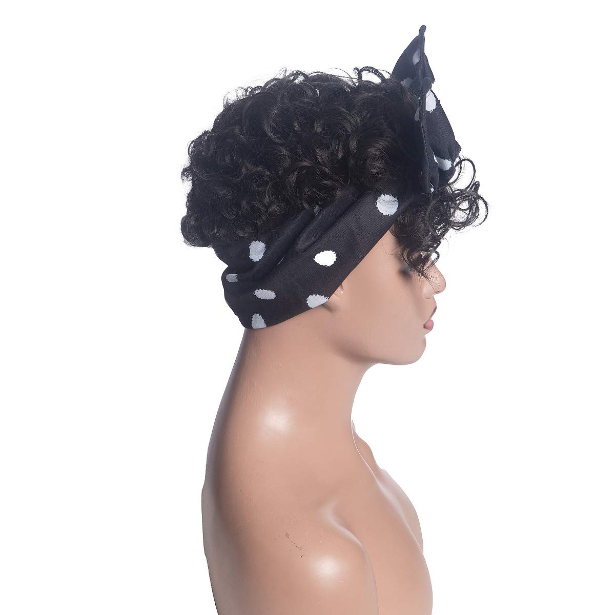 Short Curly Head-Wrap Wig with Rabbit Headband - Synthetic Afro Curly Wig with Bangs for Black Women - Perfect for Cosplay, Halloween, and Everyday Stylish Looks