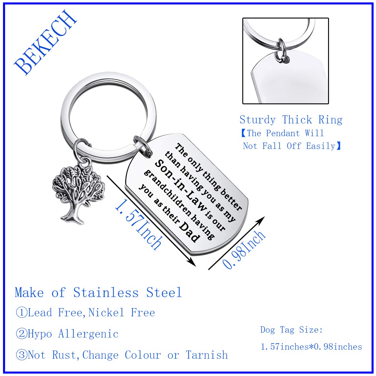 BEKECH Son-in-Law Keychain - Funny Father-in-Law Gift for Wedding, Anniversary & Family Events | Unique 'Better Than Having You As My Son-in-Law' Engraved Keyring for Dad