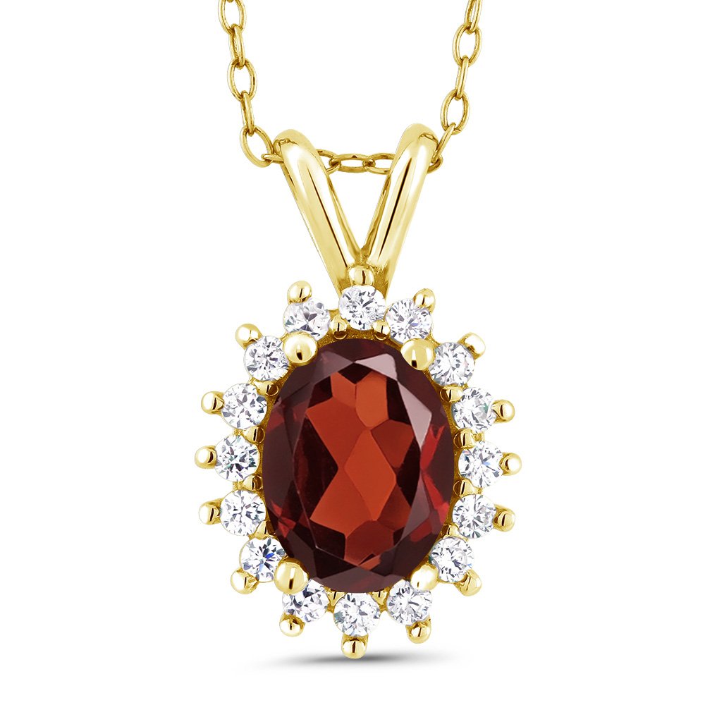 Gem Stone King 14K Yellow Gold Oval Birthstone Halo Pendant Necklace for Women | 8x6mm Genuine Gemstone | 18 Inch Gold Chain | Elegant Gift for Birthday, Anniversary & Mother's Day