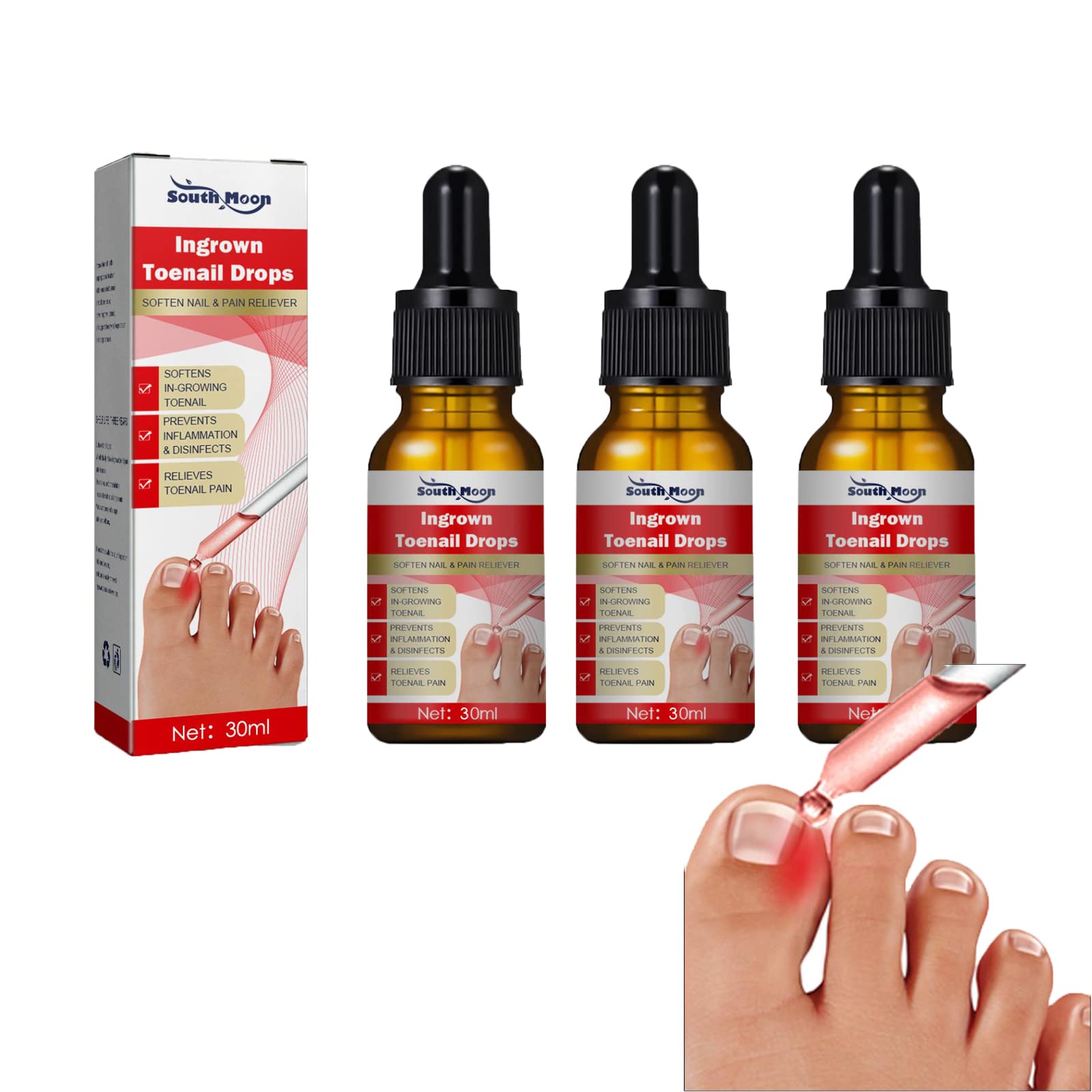 Ingrown Toenail Correction Treatment Oil - 30ML Fast-Acting Serum for Pain Relief & Nail Growth | 3-Pack for Toenail Fungus, Ingrown Nail Care & Easy Trimming | Podiatrist-Recommended Solution for Athletes, Runners & Daily Foot Care