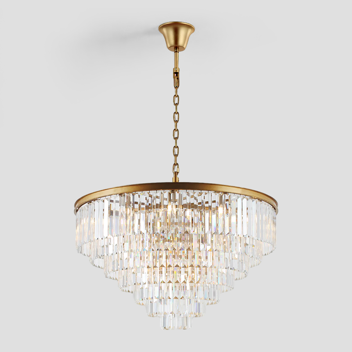 Falria Multi-Tier Clear & Smoke Crystal Round Chandelier - Elegant Ceiling Light Fixture for Dining Room, Living Room, Bedroom, and Wedding Decor