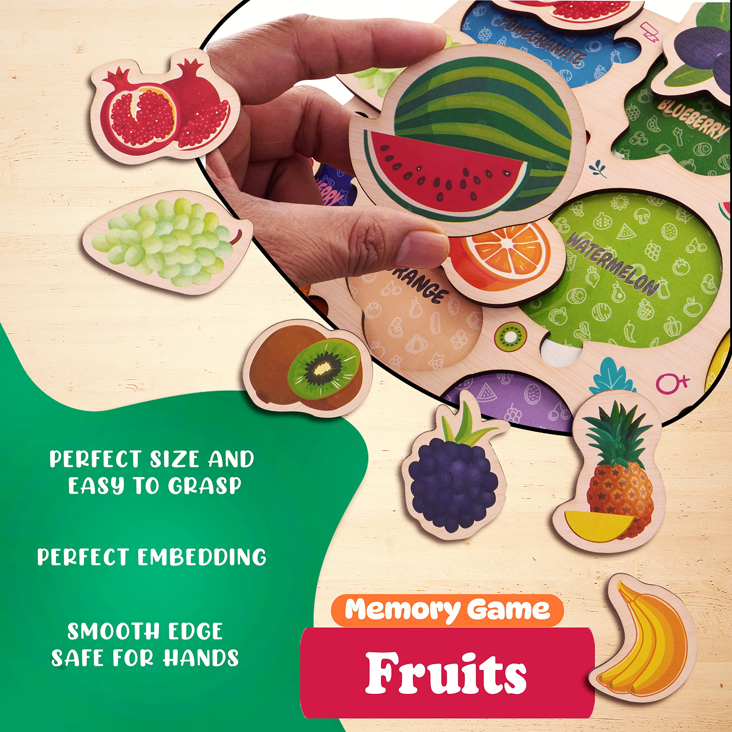 Aebco Wooden Fruit Puzzles for Toddlers - Montessori Learning Toys for Boys & Girls - Educational Gift for Kids - Perfect for Preschool & Homeschool Learning - Fun Playtime & Early Childhood Development
