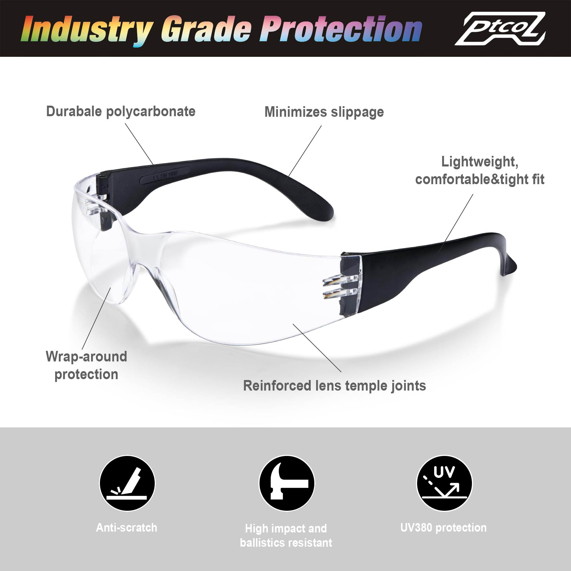 28 Pack Black Frame Safety Glasses - ANSI Z87.1 Certified, Anti-Scratch, Impact Resistant Clear Lens Protective Goggles (24+4 Bulk Pack) for Construction, Shooting, Laboratory, Woodworking & DIY Projects