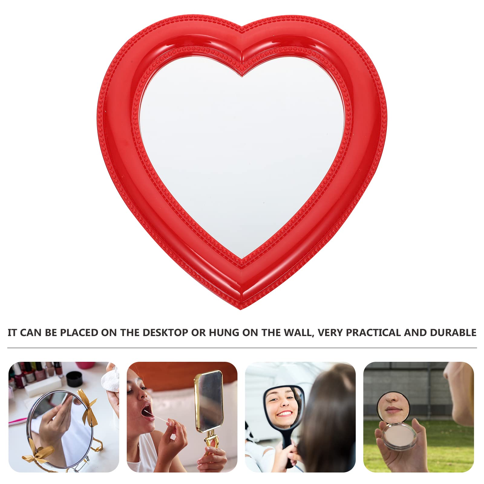HEALLILY 1pc Heart-Shaped Makeup Mirror - Portable Travel Vanity Mirror with Soft Fleece Backing for Home, Bedroom, and On-The-Go Beauty Touch Ups