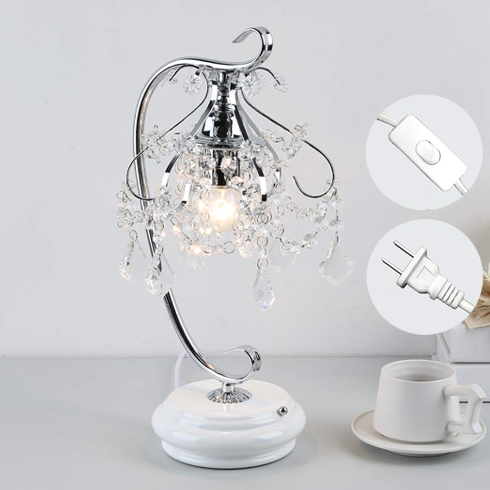 Nordic Style Crystal Table Lamp - Warm White Plug-in Desk Light for Bedroom, Study & Shop Window Decor | Modern Minimalist Design for Cozy Ambience