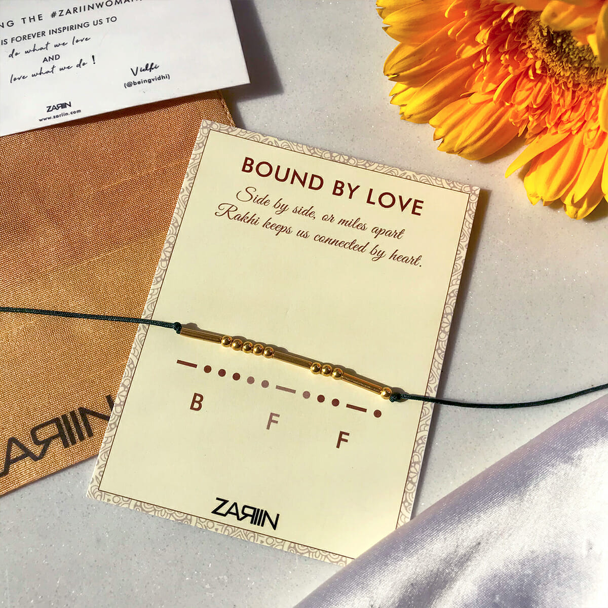 Bound To You Morse Code Green Rakhi - Handmade Friendship Bracelet for Brother Sister Bonding - Perfect for Raksha Bandhan, Diwali & Sibling Gifts