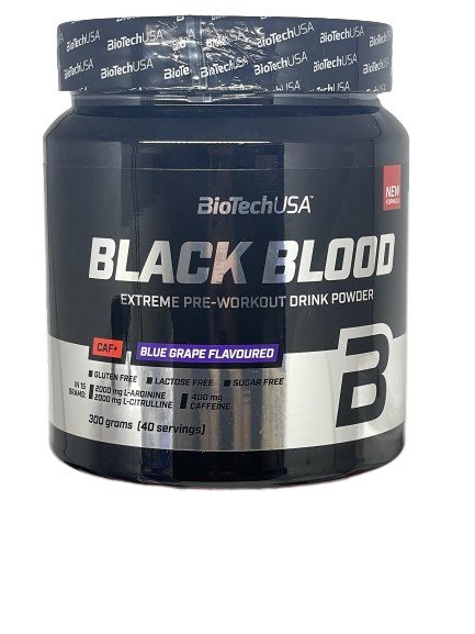 BioTechUSA Black Blood CAF+ Pre-Workout Supplement - Blue Grape Flavor | Energy Booster for Gym & Fitness Training | Ideal for Bodybuilding & Intense Workouts
