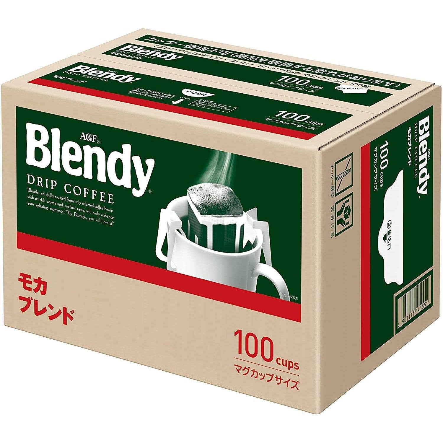 AGF Blendy Drip Coffee Mocha Blend - 100 Single Serve Coffee Bags for Home, Office & Travel | Rich Flavor Instant Coffee for Busy Mornings & Afternoon Breaks