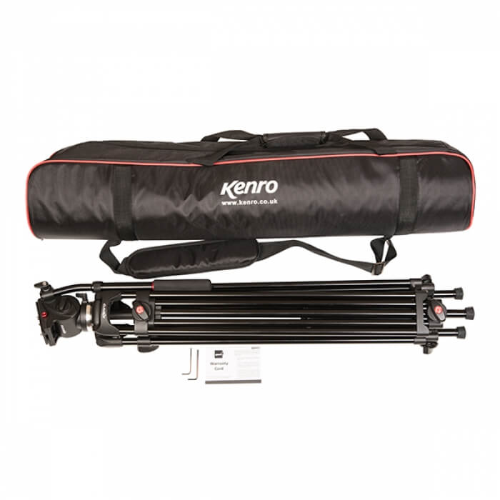 Professional Aluminum Twin Tube Video Tripod with Fluid Head - KENVT103 Kit for DSLR Cameras, Perfect for Vlogging, Live Streaming & Outdoor Filmmaking