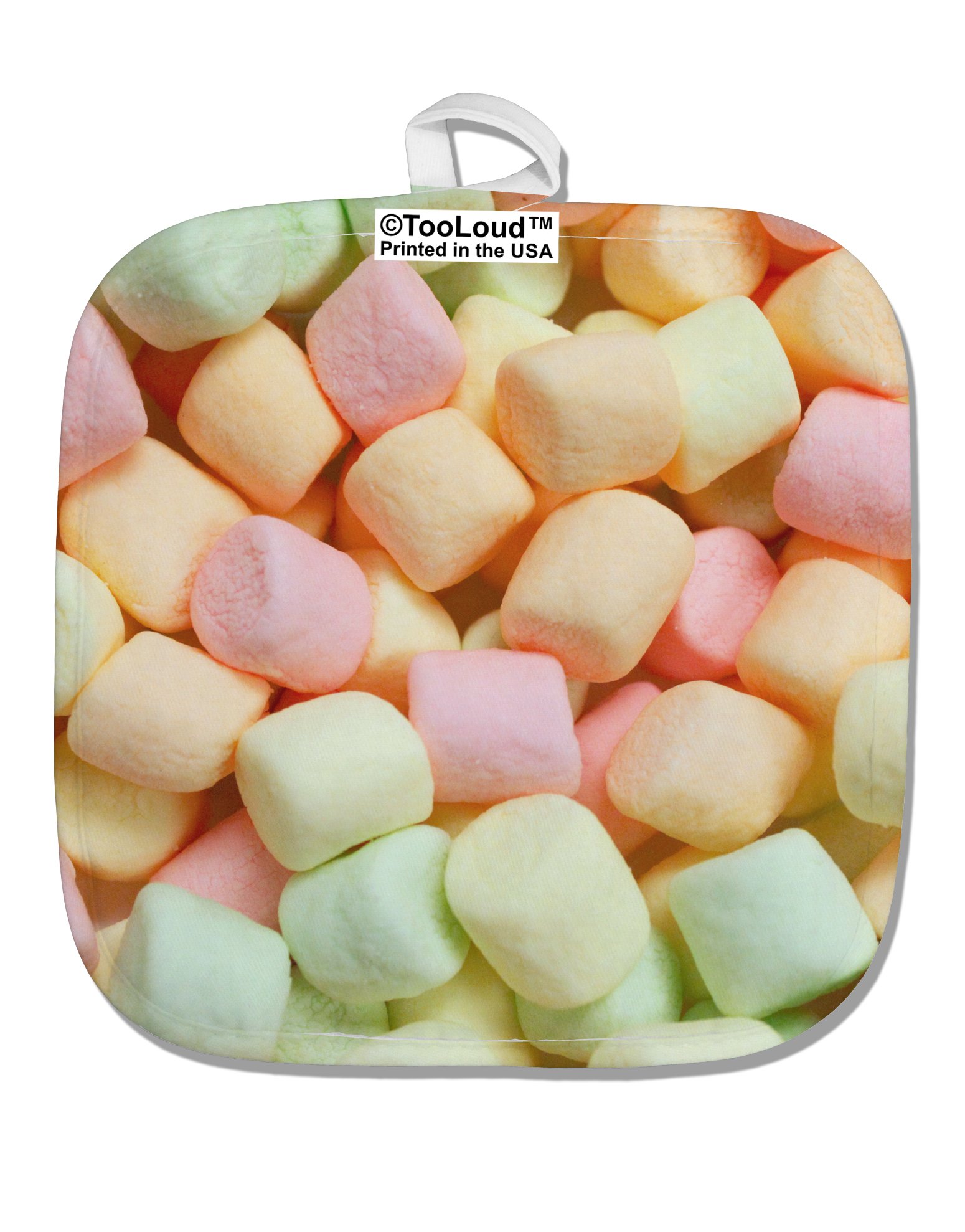 TooLoud Marshmallows All Over Print White Fabric Pot Holder & Hot Pad - Heat Resistant Kitchen Accessory for Cooking, Baking, and Serving