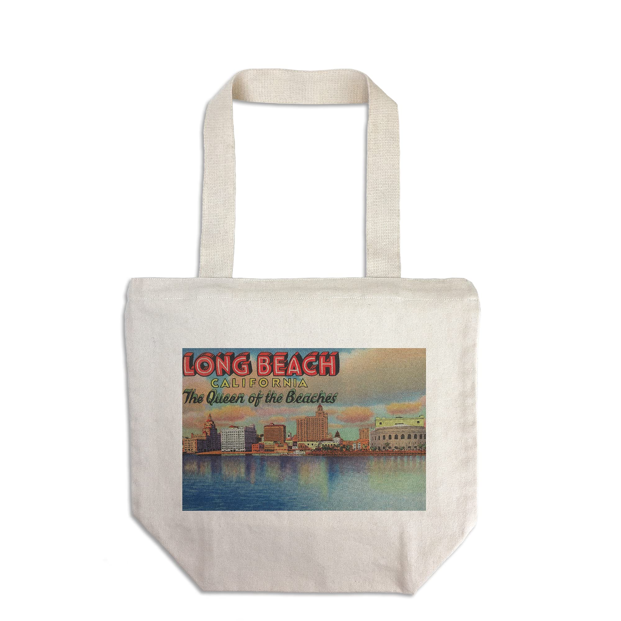 Lantern Press Long Beach California Tote Bag - 100% Cotton Canvas Reusable Shopping Bag with Queen of Beaches Design - Perfect for Beach Trips, Groceries & Eco-Friendly Lifestyle