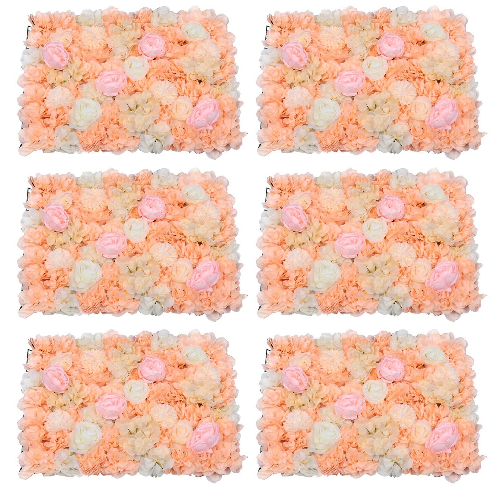 Kunghei Artificial Flower Wall Panels - 6 Pack 16x24 Inch Silk Rose Flower Mats for Wedding Backdrop, Bridal Shower & Baby Shower Decor | Perfect for Home, Party, and Event Decoration