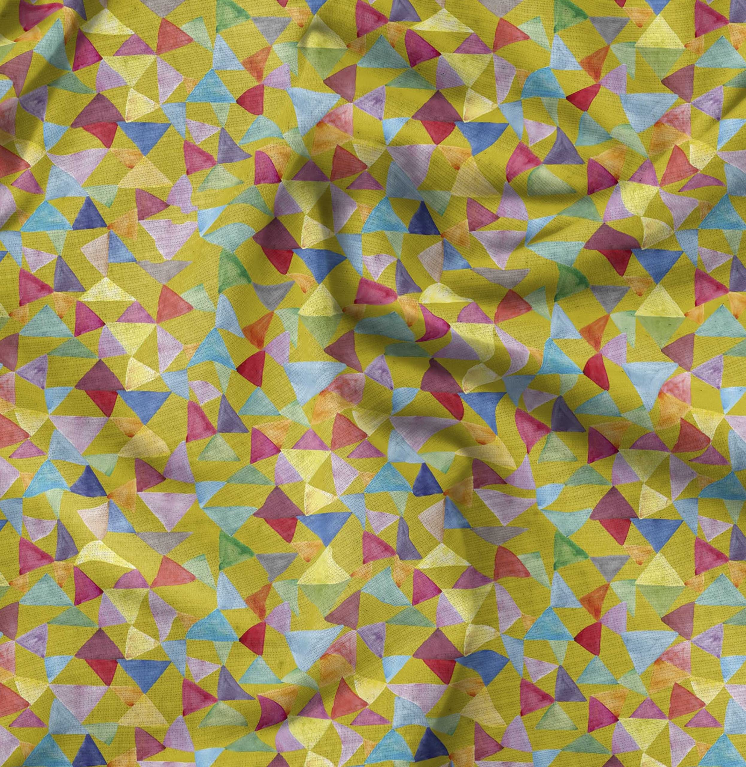 Soimoi Moss Georgette Brown Fabric by The Yard - 42 Inch Wide Geometric Print Fabric for DIY Crafts, Dresses & Home Decor | Triangle Pattern Chic Fabric for Sewing, Quilting & Fashion Design