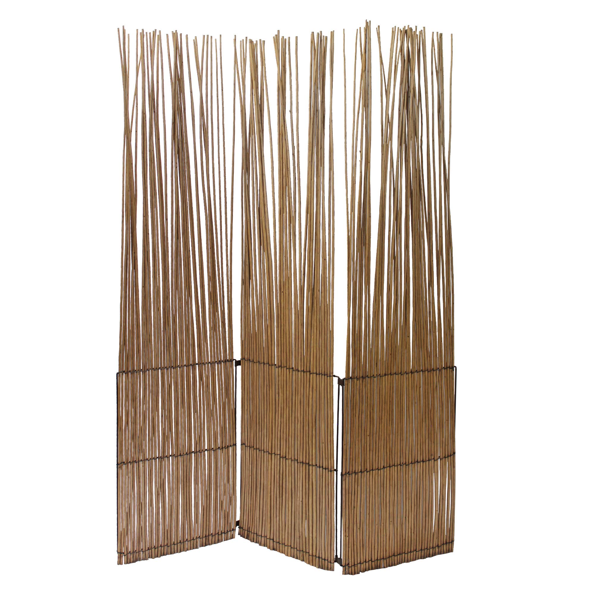69 x 47 Brown Folding Room Divider Screen - Privacy Partition for Home Office, Bedroom & Living Room - Decorative Wooden Panel for Space Separation