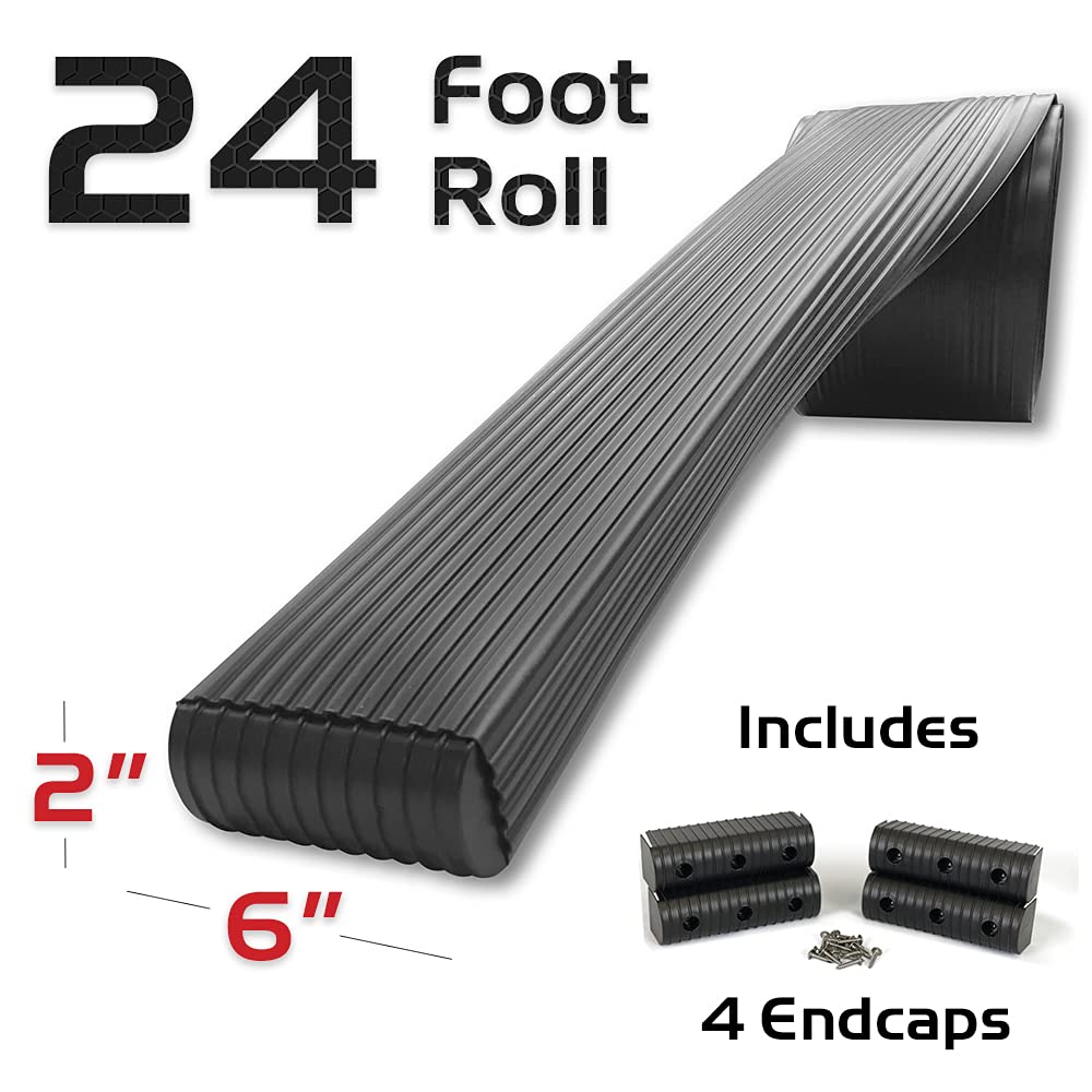 Caliber Bunk Wrap Kit 23056-BK - 24-Foot Roll of 2x6-Inch Black Bunk Wrap with End Caps - Heavy-Duty Trailer Bunk Protection for Boats, Jet Skis & Watercraft