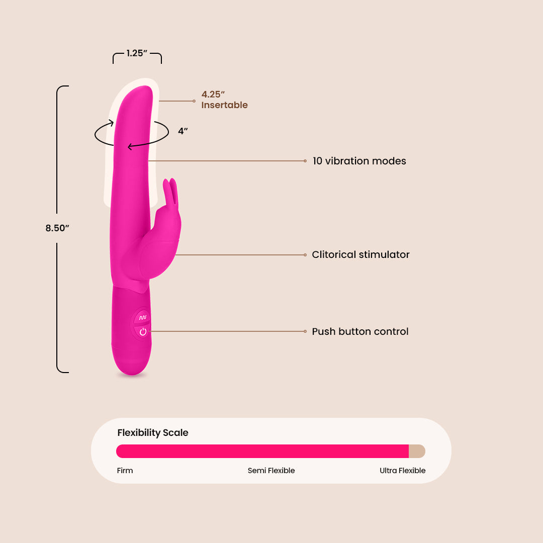 Posh Bounding Bunny® Slim Silicone Shaft - Ultra Soft & Flexible Adult Toy for Couples & Solo Play - Perfect for Sensual Massage & Intimate Pleasure
