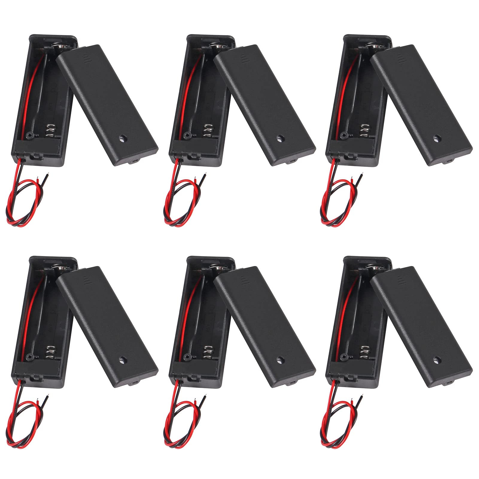 Durable AA Battery Holders with ON/OFF Switch, Lead Wires & Screw Cap Case - 1AA, 2AA, 3AA, 4AA Battery Box (6-Pack) - Perfect for DIY Electronics, Robotics, Flashlights & Science Projects