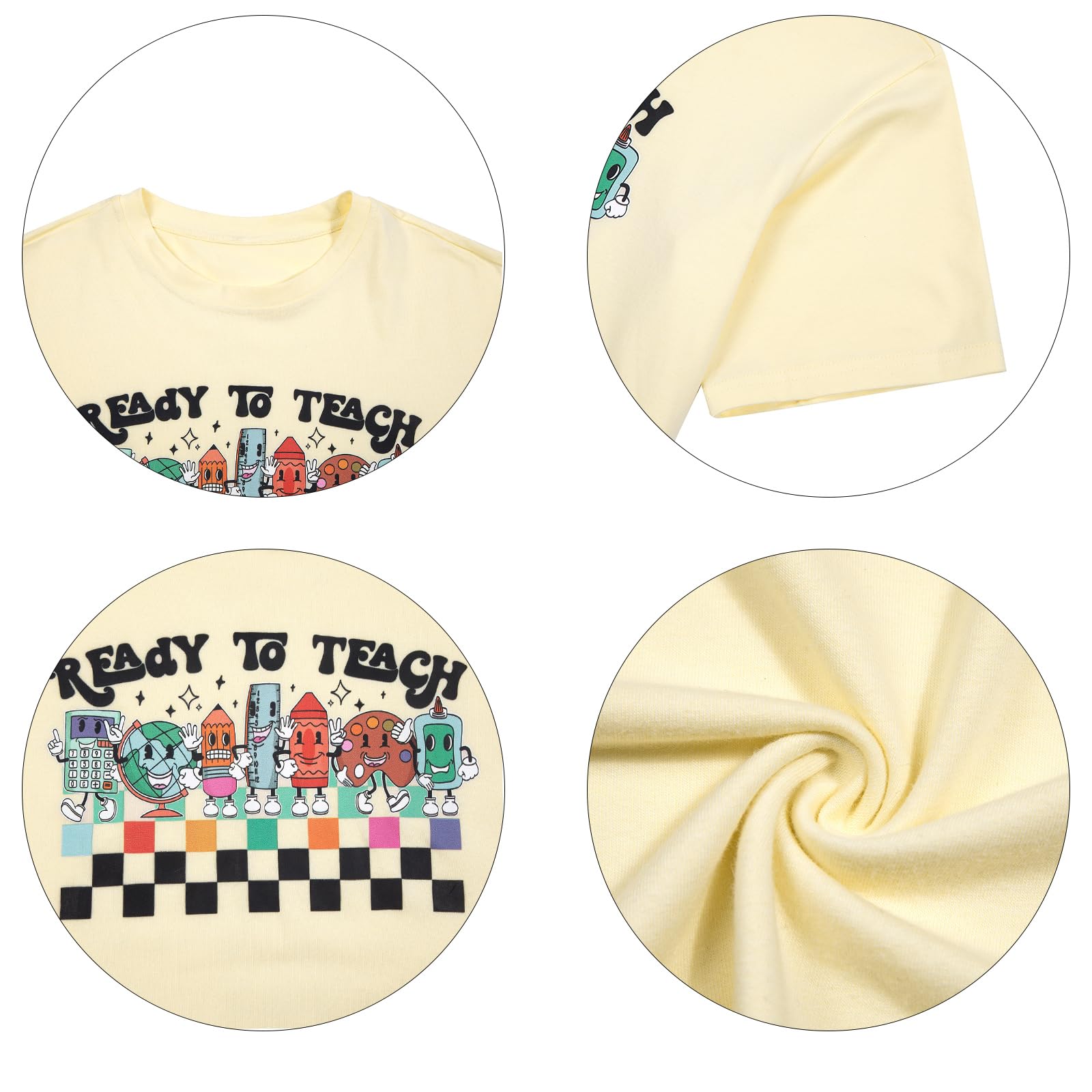 Funny Oversized Teacher T-Shirt for Women - Ready to Teach Short Sleeve Tee | Back to School Gift Idea & Comfortable Casual Wear for Classroom or Daily Life