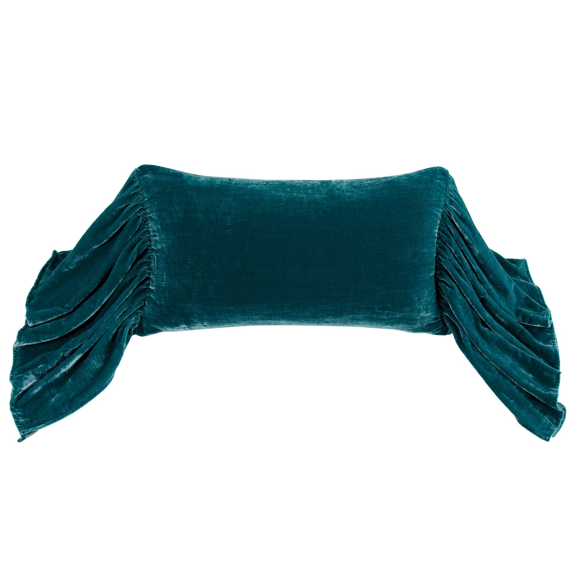 Luxury Stella Faux Silk Velvet Long Ruffled Pillow - Elegant Home Decor for Sofa, Bed & Living Room - Soft Decorative Throw Pillow for Modern Interior Design