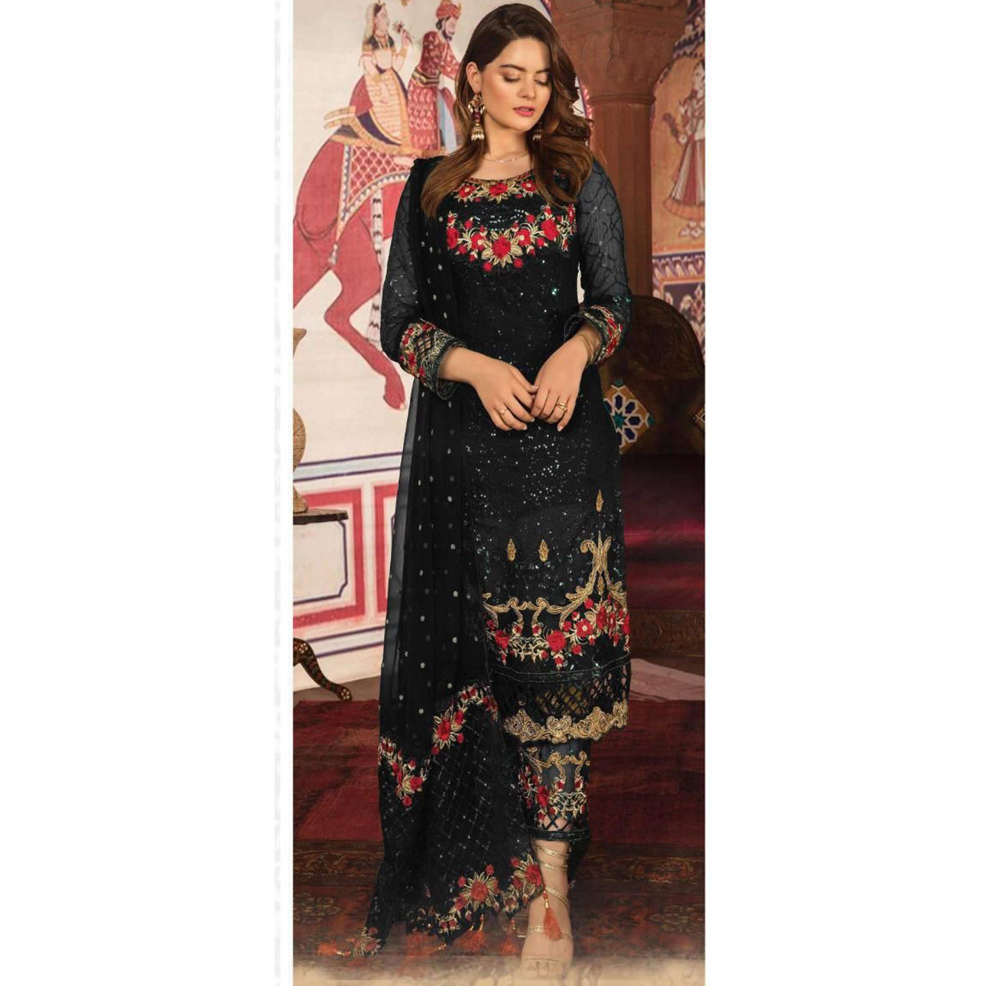 Elegant Stitched Designer Anarkali Kameez Suit with Shalwar - Heavy Reception Wear Pakistani Salwar Kameez for Women | Perfect for Weddings, Parties & Special Occasions