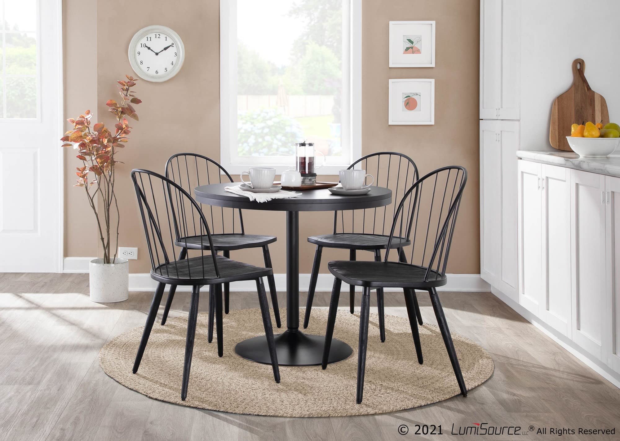 LumiSource Riley High Back Wood Dining Chairs Set of 2 - Modern Kitchen Chairs for Dining Table - Perfect for Home, Restaurant & Office Use