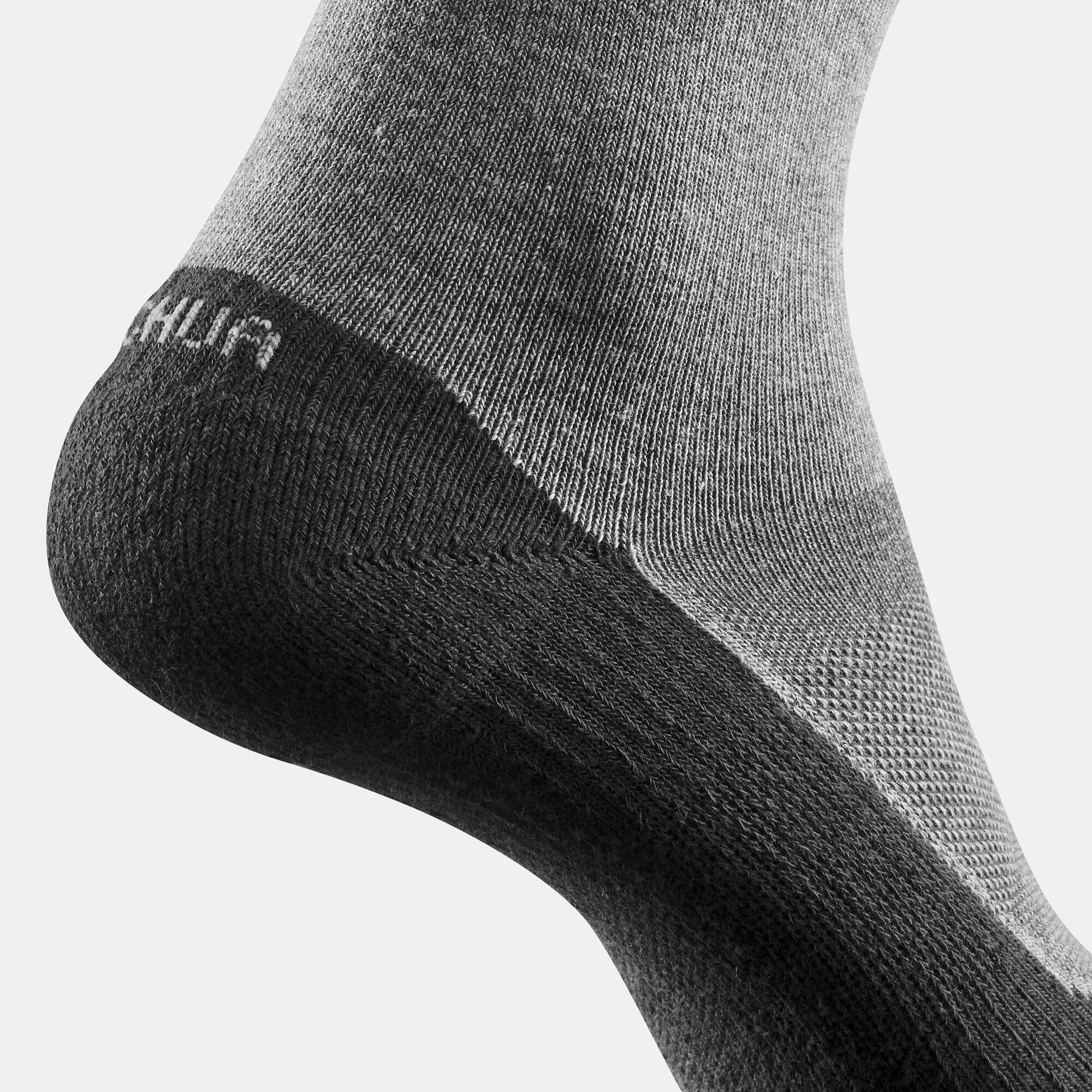 Quechua Hiking Socks 50 High - 2 Pairs Pack - Grey - Perfect for Outdoor Adventures & Trekking