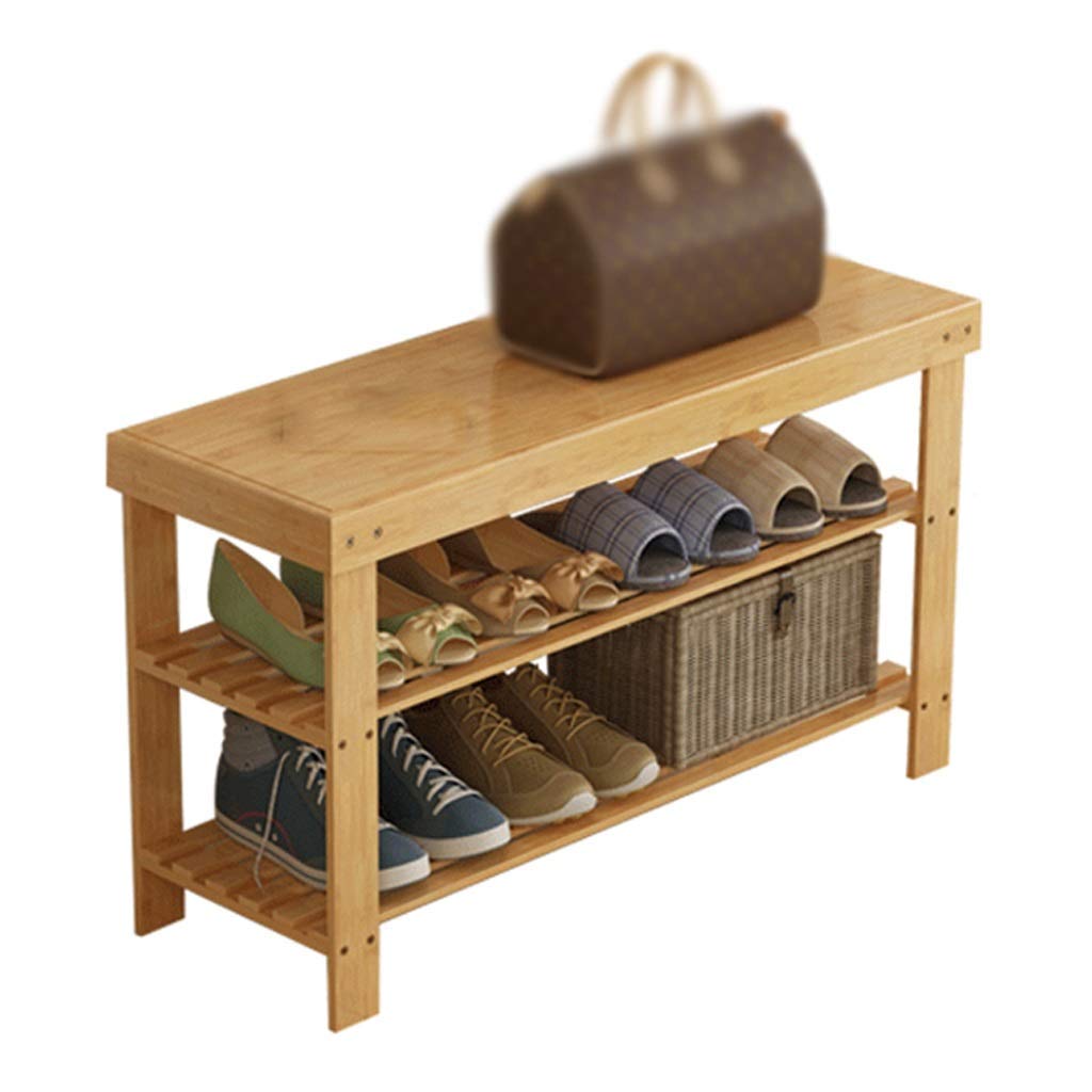 Bamboo Shoe Rack Bench - 2-Tier Space Saving Storage for Entryway & Hallway