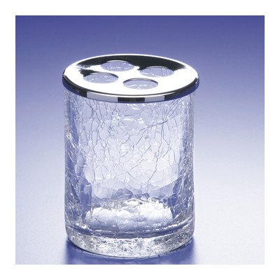 Nameeks Round Crackled Glass Toothbrush Holder - Elegant Bathroom Organizer for Toothbrushes & Dental Care Essentials | Perfect for Modern Bathrooms & Vanities