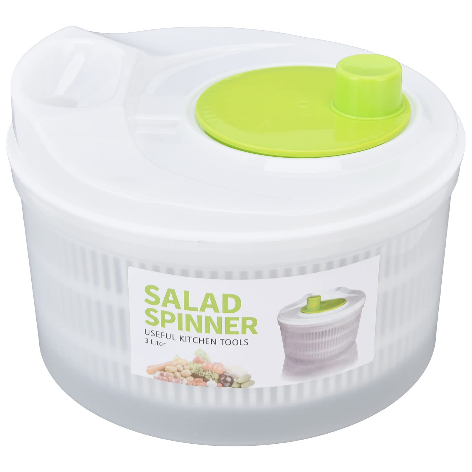 3L Plastic Salad Spinner - Vegetable & Leaf Dryer, Colander & Bowl for Fresh, Crisp Salads | Perfect for Kitchen Prep, Healthy Eating & Meal Prep