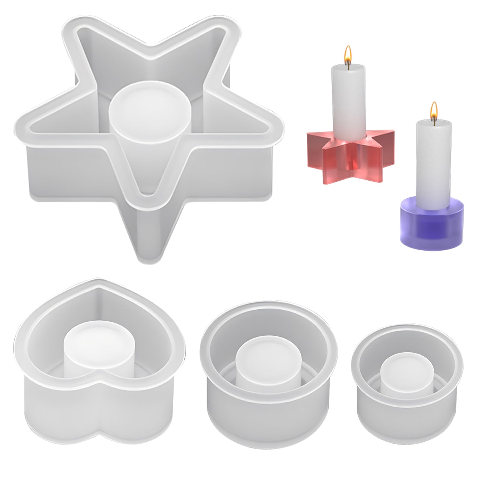 4pcs Tealight Candle Holder Resin Molds - DIY Epoxy Resin Casting Molds for Candlestick Making, Reusable Silicone Molds for Home Table Decor, Wedding Centerpiece & Party Decoration
