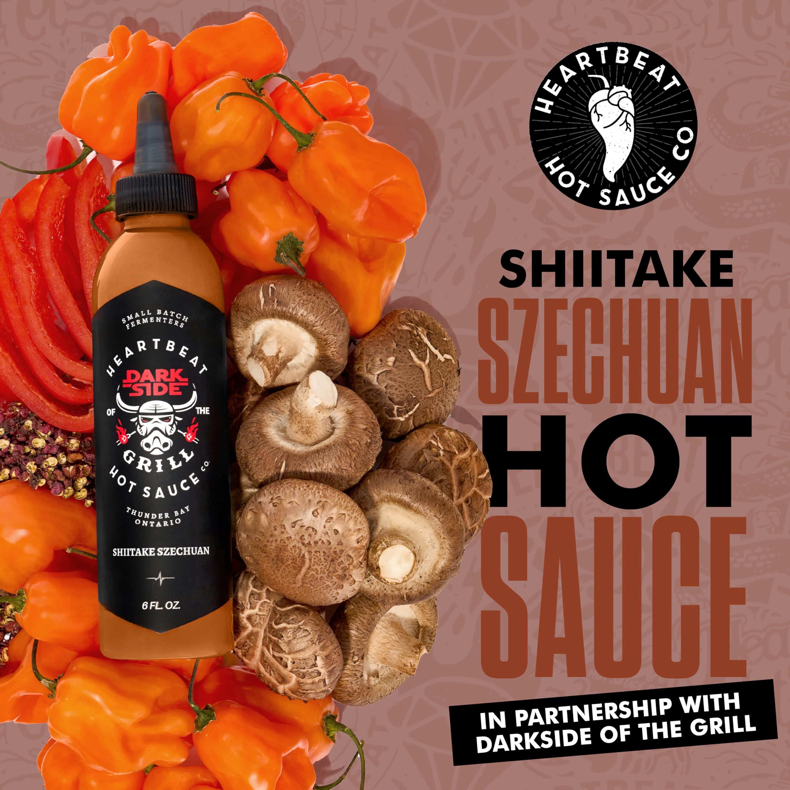 Heartbeat Hot Sauce Co. | Shiitake Szechuan Hot Sauce, 6 oz Bottle - Spicy Umami Flavor for Wings, Tacos & Asian Cuisine