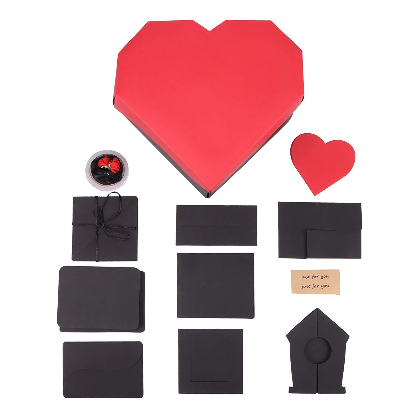 SS SUNSBELL Romantic DIY Explosion Gift Box Set - Love Shape Photo Album Memory Box for Couples | Perfect for Marriage Proposals, Anniversaries, Valentine's Day, Christmas & Birthday Gifts (Red Cover) - Create Surprise Moments & Cherished Memories