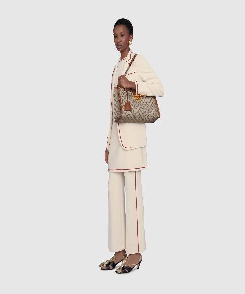 Gucci GG Marmont Padlock Medium Shoulder Bag in Beige & Ebony Brown | Luxury Crossbody Purse for Women | Perfect for Work, Travel & Evening Out