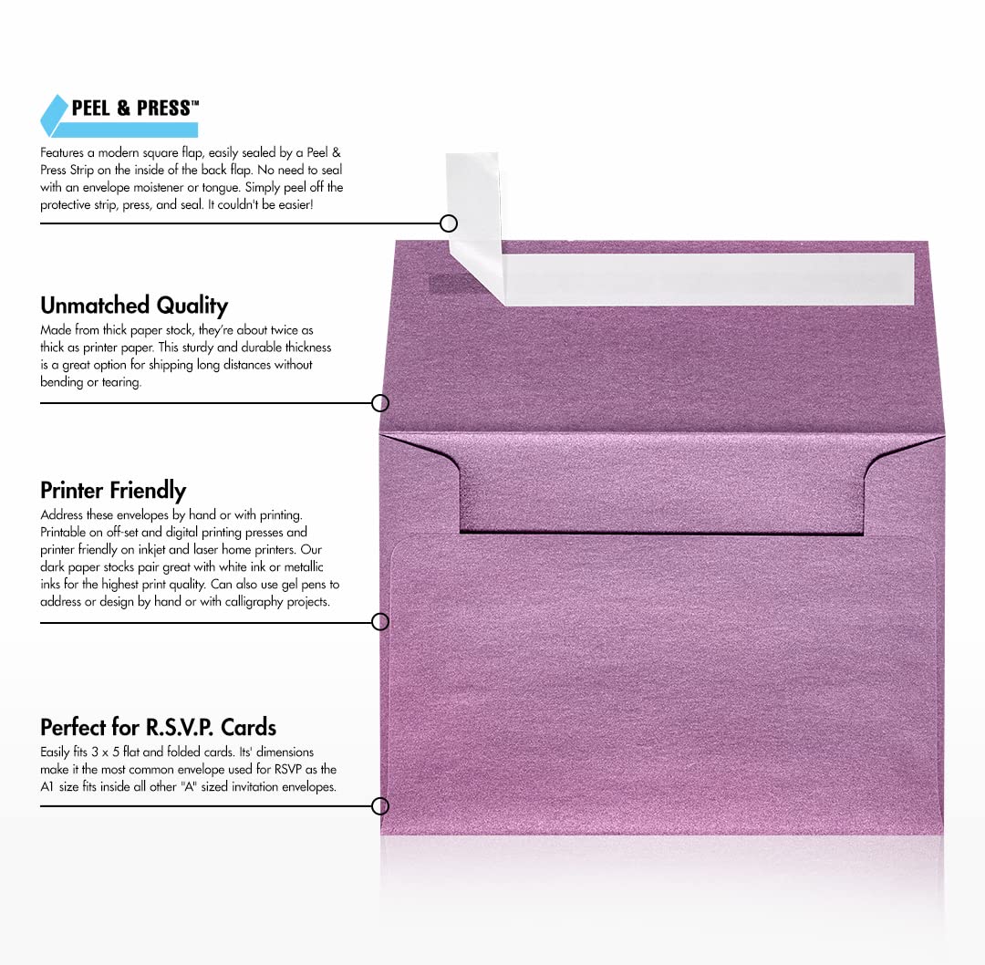 Premium 80 lb Metallic Purple A1 Invitation Envelopes (3 5/8