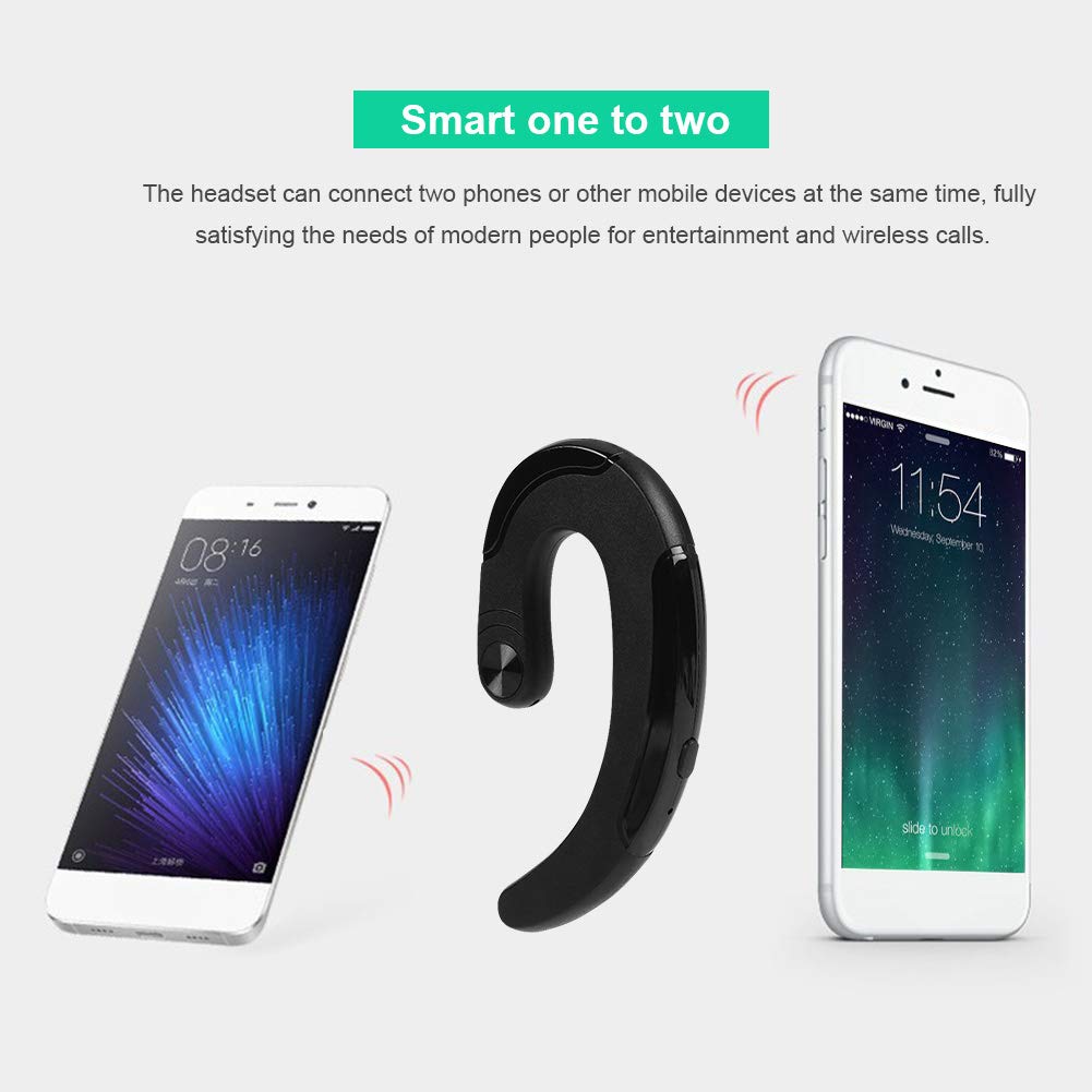 Wireless Bluetooth Headphones with Microphone - Noise Cancelling Stereo Ear Hook Headset, HD Sound Quality (Black) - Perfect for Workouts, Running, Commuting & Hands-Free Calls