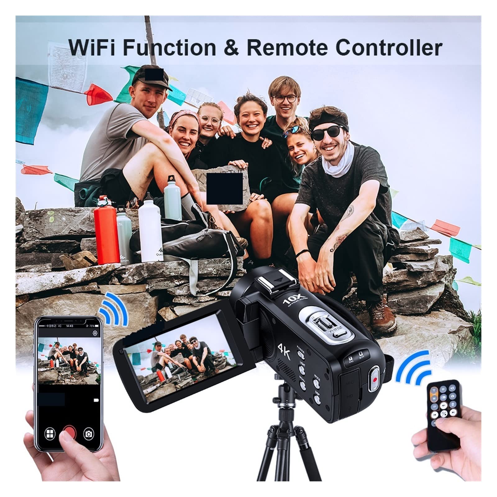 BODORME 4K Vlog Camera with 10X Optical Zoom - Full HD Video Recorder & Camcorder for YouTube, Travel, and Professional Blog Filming (Standard)