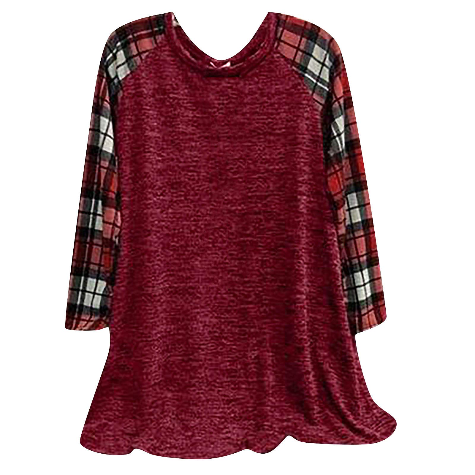 Stylish Women's Retro Plaid Long Sleeve Shirt Dress - Office Work Blouse & Casual Mini Dress for Fall Fashion | Perfect for Business Meetings, Date Nights and Weekend Outings