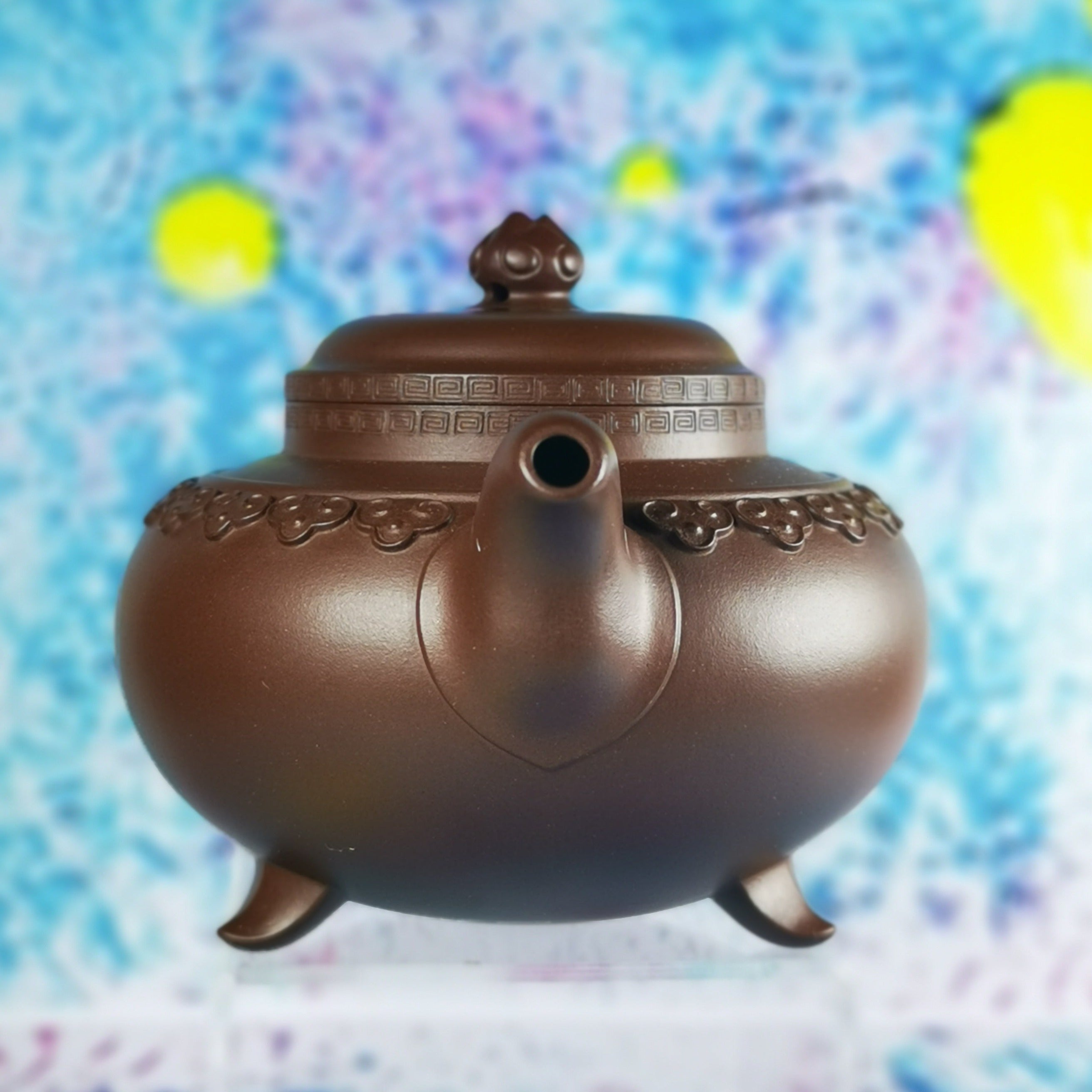 Premium Yixing Zisha Teapot - Purple Clay, Three-Legged Yun Jian Ru Yi Design by Master Cao Lanfang (National Senior Craft Artist) - Perfect for Gongfu Tea Ceremony, Chinese Tea Culture & Collectors
