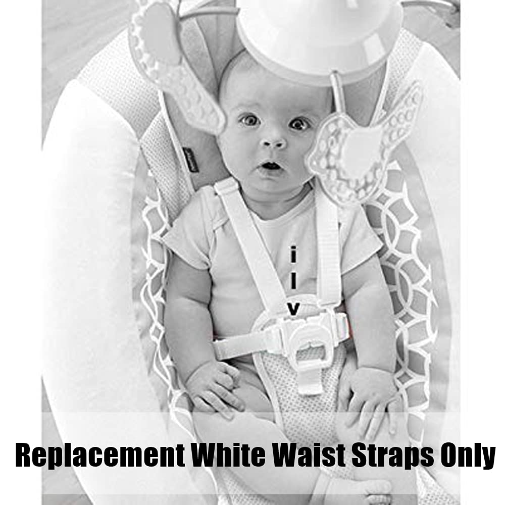 Fisher-Price FBL70 Baby Swing Replacement Waist Straps - Set of 2 White Replacement Belts with Male Buckle Parts | Compatible with Fisher-Price Revolve Swing | Secure & Comfortable for Infants | Perfect for Home, Nursery or Travel Use