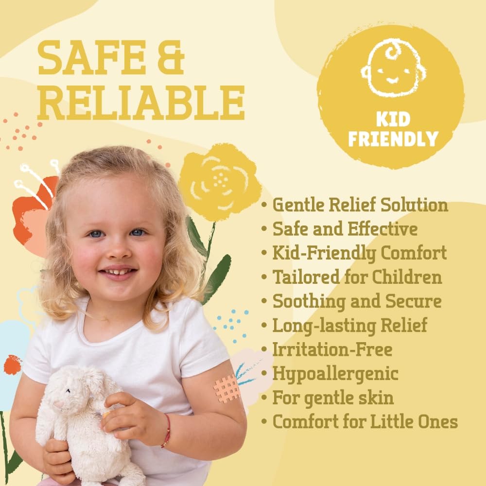 Natural Itch Relief Patches for Mosquito & Insect Bites - Chemical-Free Crosshatch Stickers for Kids & Adults | Tick Protection for Camping & Outdoor Activities | Pack of 64 | Perfect for Hiking, Travel & Summer Adventures