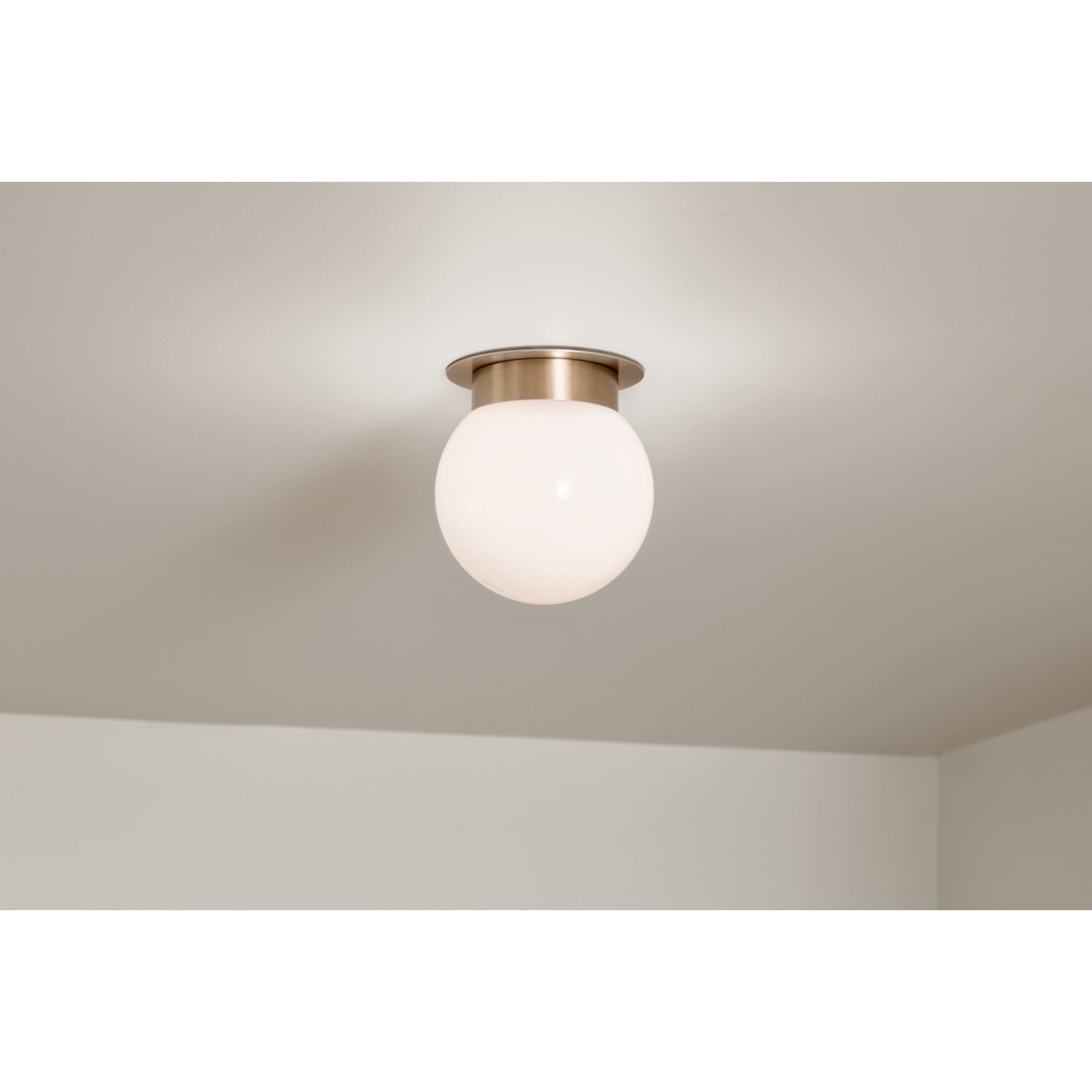 Albers 9 1 Light Globe Flush Mount Ceiling Light Fixture with Opal Glass Shade, Champagne Bronze Finish - Perfect for Bedroom, Hallway, and Entryway Lighting