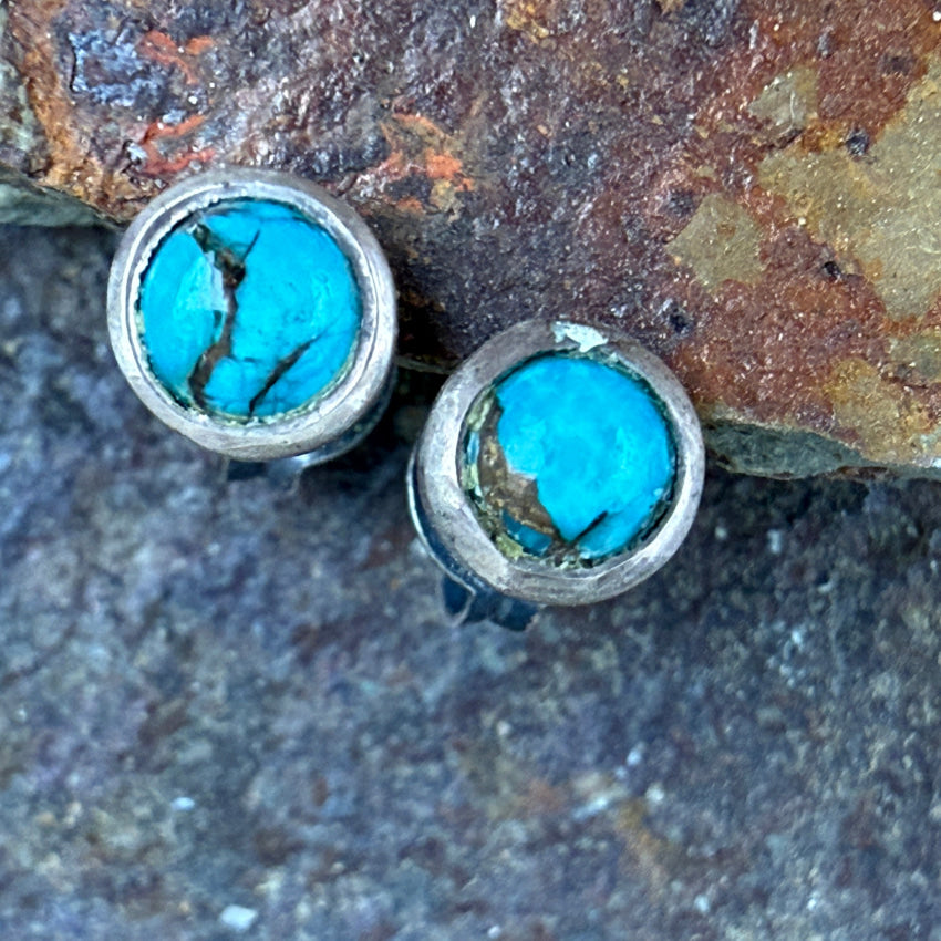 Tiny Sterling Silver & Turquoise Pierced Post Stud Earrings for Women - Dainty Southwest Style Jewelry for Everyday Wear & Special Occasions
